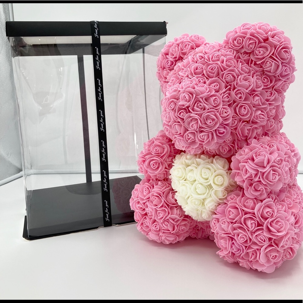 16" valentines Rose Bear - Rose Teddy Bear
